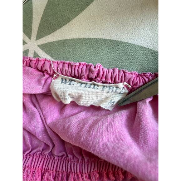 We The Free Scarlett Smocked Tie Front Pink Tank Top Size M - Picture 6 of 6